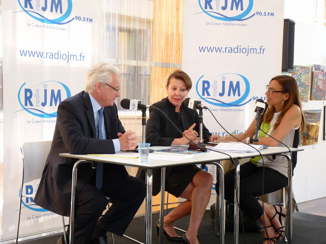 Eugène Caselli, président de MPM, Apolline Quintrand, directrice du Festival Marseille, Elsa Charbit Radio JM (Photo P.M.-C.)