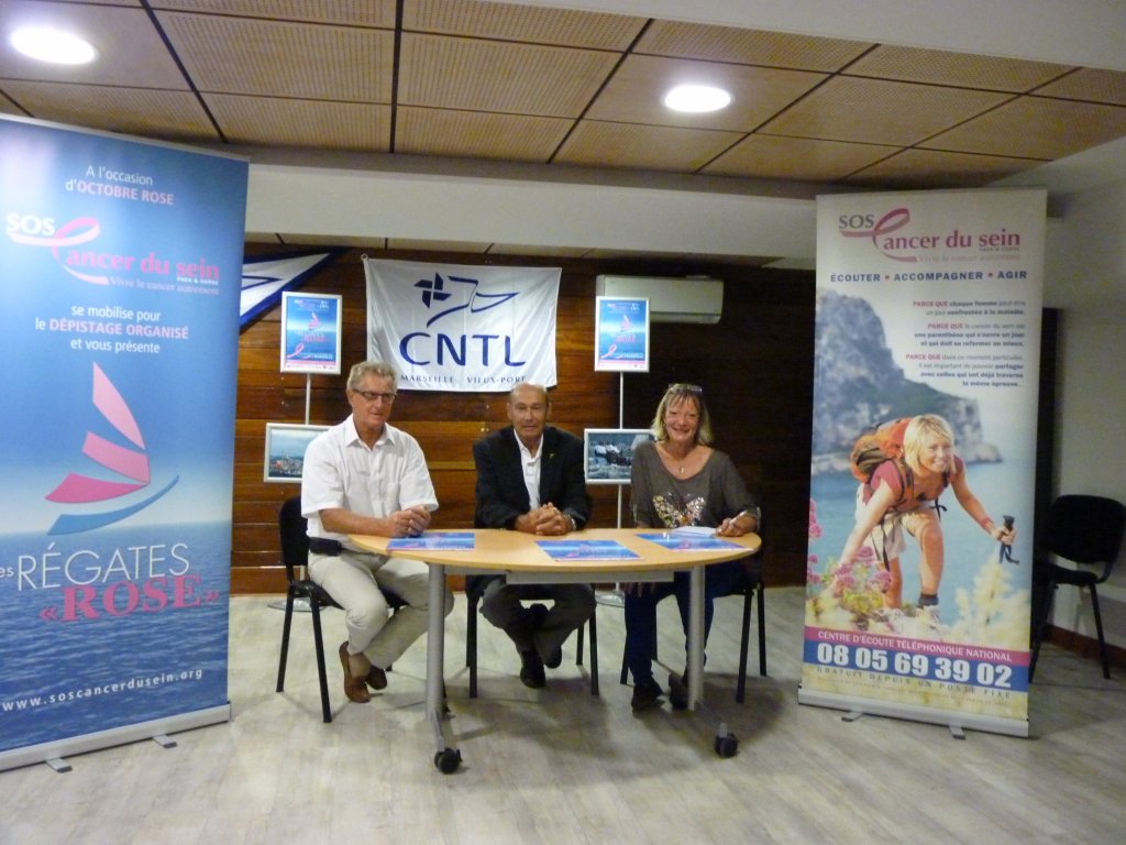 Gérard Lary, vice-président du CNTL, Bernard Flory, président du CNTL et Agnès vicaire, présidente de l'association SOS Cancer du sein Paca & Corse (Photo P.M-C.)