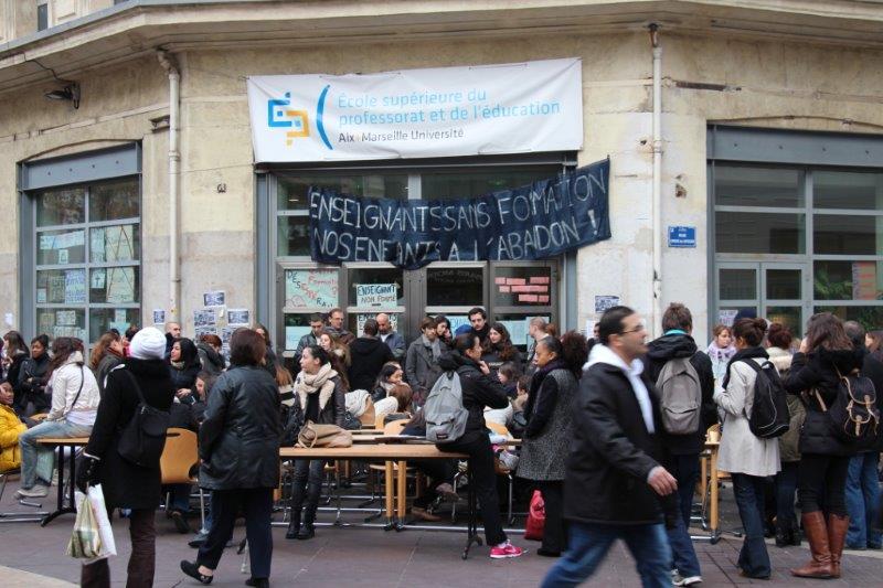 Occupation du site de la Canebière de l'ESPE par les étudiants et les professeurs (Photo Philippe Maillé)