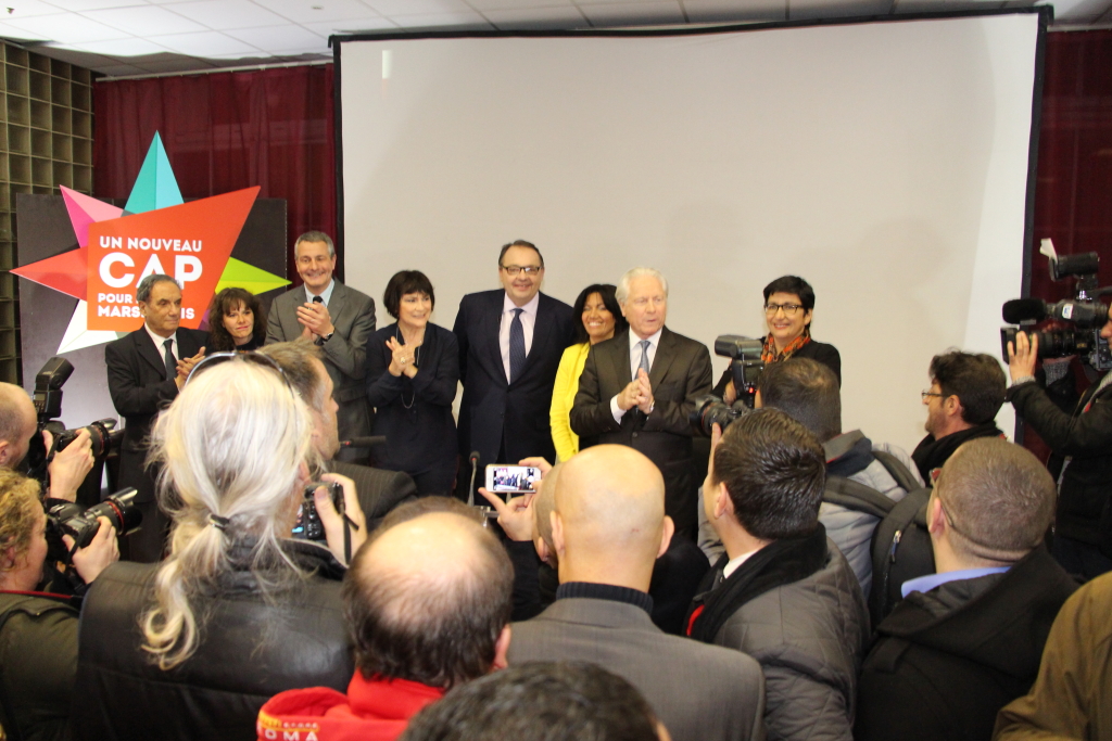 Toutes les têtes de liste étaient présentes pour l'inauguration ce lundi 6 janvier de la permanence de campagne de Patrick Mennucci (Photo Philippe Maillé)