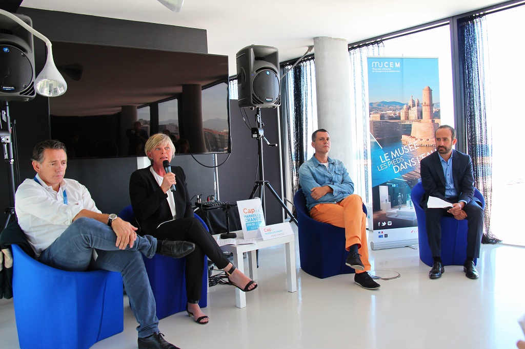 Maxime Tissot, Catherine Casadeï, Stéphane Journiat, Adrien Joly ont mis en avant les avancées et les atouts de Marseille en matière de tourisme d'affaires (Photo Philippe Maillé)