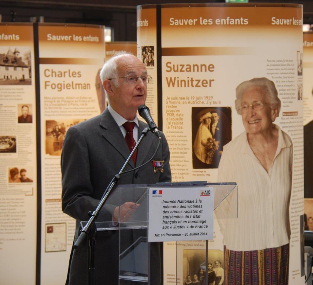 Alain Pierret, ancien ambassadeur de France, témoigne de l’action de son père Henri Pierret, capitaine des Sapeurs-pompiers de Paris, ayant agi au Vel d’Hiv’ en faveur des familles juives raflées (Photo C.d.M.)