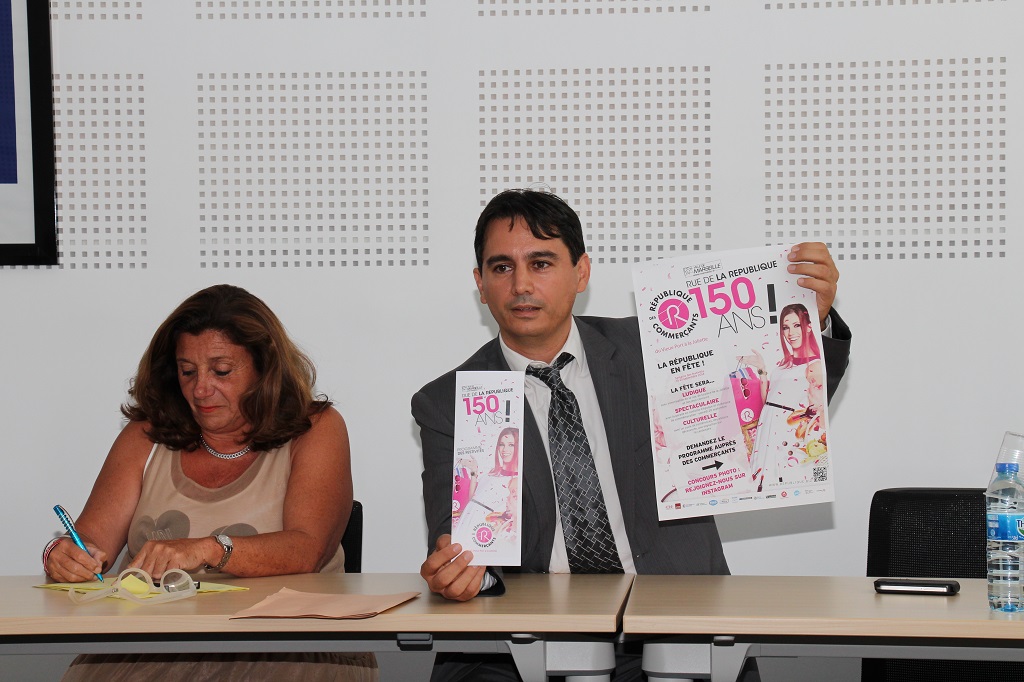 Solange Biaggi, Alexandre Seddik ont présenté les festivités organisées pour les 150 ans de la rue de la République (Photo Philippe Maillé)