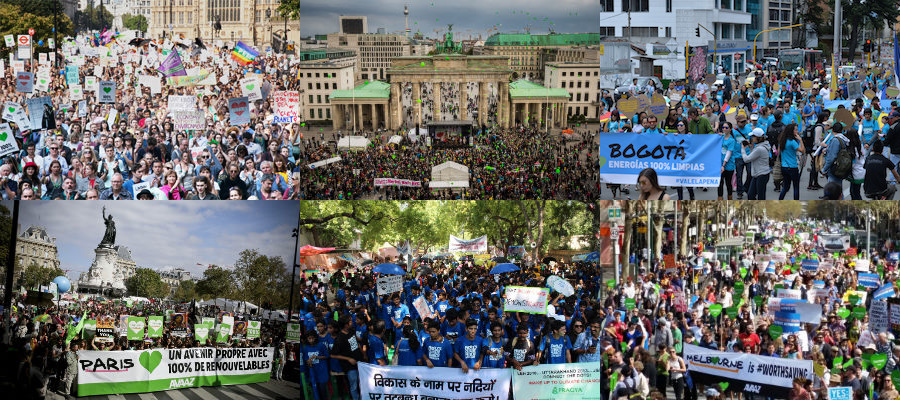 La marche pour le Climat à New-York, Berlin, Londres, Paris, New Delhi, Melbourn, Bogota... (Photo Avaaz.org)