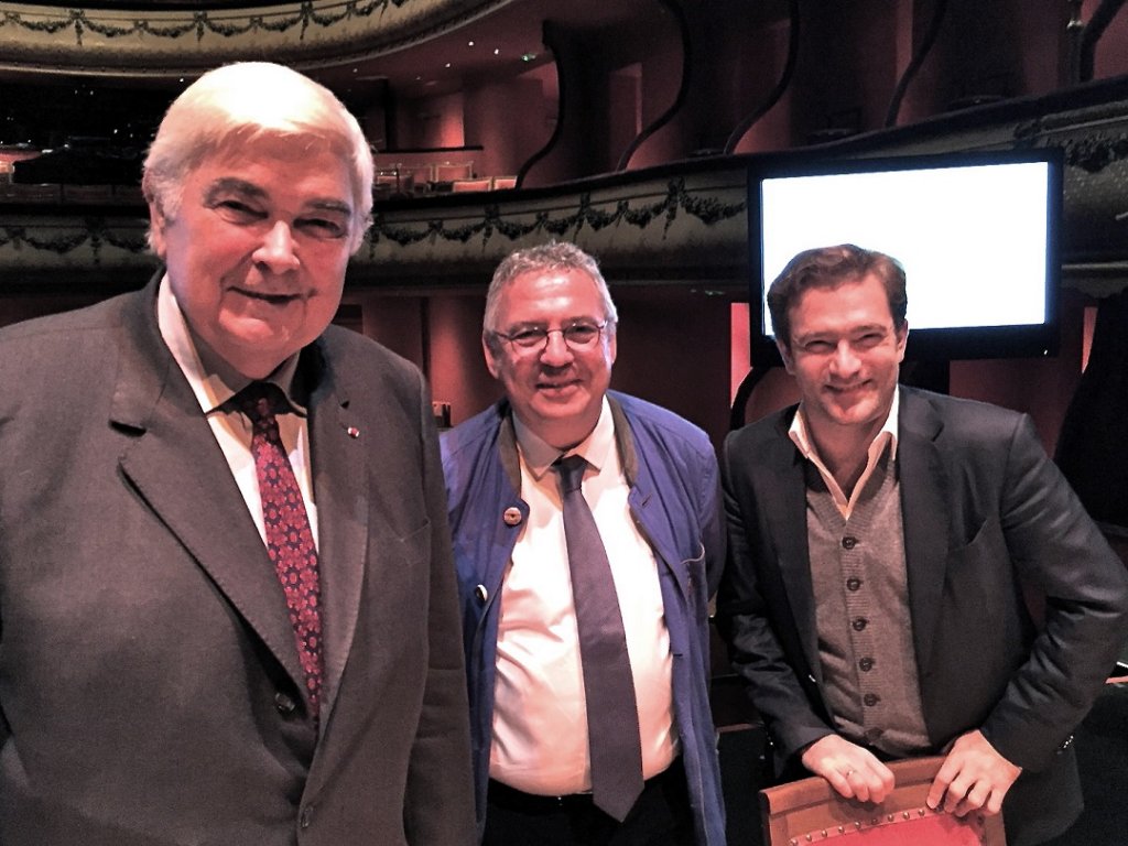 Michel Lucas, Dominique Bluzet et Renaud Capuçon : les trois font le Festival de Pâques, le premier en tant que mécène, le deuxième en tant que directeur exécutif et le troisième comme directeur artistique (Photo M.E.)