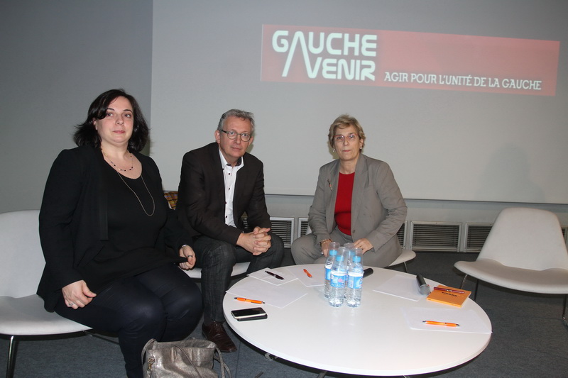 Marie-Noëlle Lienemann, membre du bureau national et sénatrice PS, Pierre Laurent, secrétaire national du PCF et Emmanuelle Cosse, secrétaire nationale d'EELV étaient à Marseille à l'invitation du club Gauche Avenir (Photo Robert Poulain)