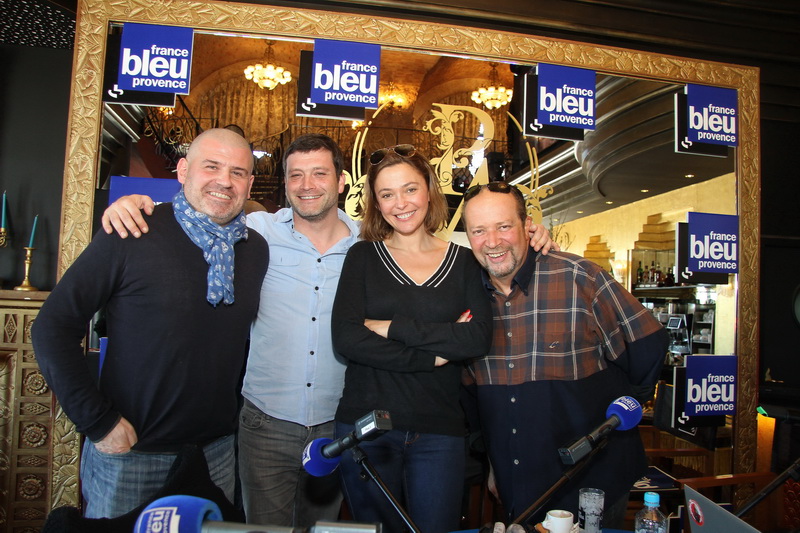 L'équipe de la saison 5 de Masterchef, Christian Etchebest - Yannick Delpech - Sandrine Quétier - Gilles Goujon, aux Voûtes de la Major invitée ce mardi 3 mars par France Bleu Provence (Photo Robert Poulain)