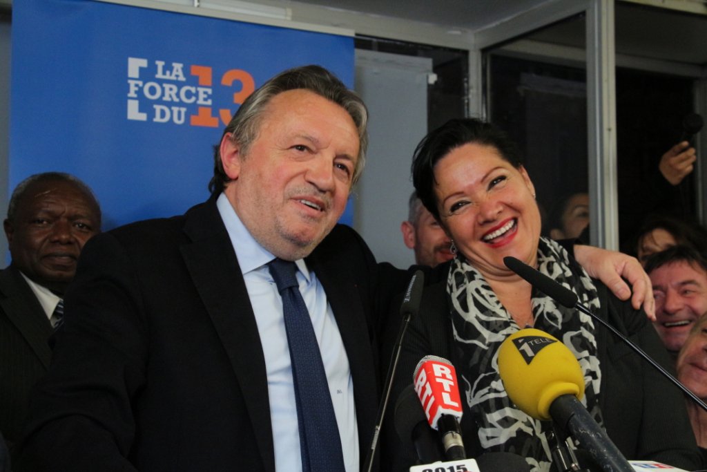 Le président sortant Jean-Noël Guérini et Lisette Narducci ont obtenu plus de 68% des suffrages sur le canton Marseille 2 (Photo Philippe Maillé)