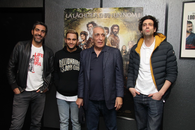 Les acteurs du film "Robin des Bois" Ary Abittan, Malik Bentalha, Gérard Darmon, Max Boublil et le réalisateur Anthony Marciano pour une avant-première au cinéma les 3 palmes à Marseille (Photo Robert Poulain)