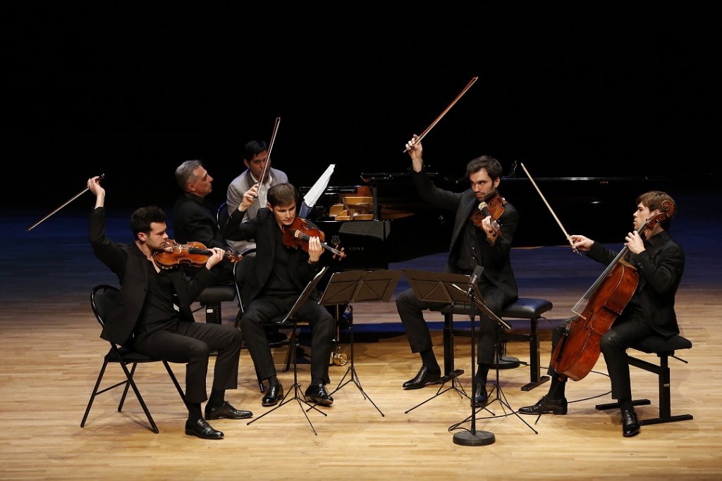 C’est le superbe auditorium du Conservatoire Darius Milhaud qui accueillait le premier concert de musique de chambre du 3e Festival de Pâques d’Aix-en-Provence donné par Michel Dalberto et le Quatuor Modigliani. (Photo Caroline Doutre)