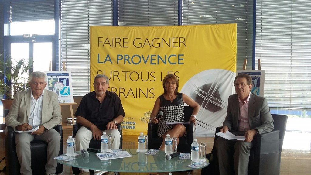 Martine Vassal a présenté l'édition 2015 du Provençal 13 entourée de Maurice Di Nocera, Jean Moricelly et Robert Caturegli (Photo P.M.-C.)