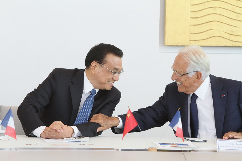 Jacques Saadé a reçu, au sein de CMA CGM, le Premier ministre Chinois. Deux contrats majeurs ont été signés à cette occasion (Photo Robert Poulain)