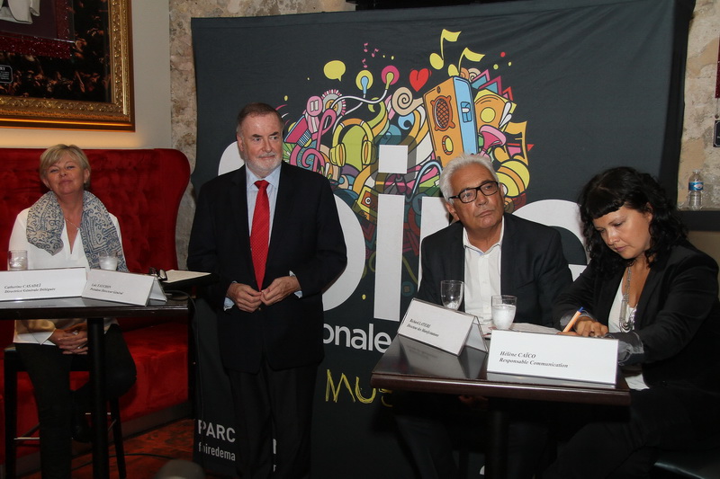 C'est au hard Rock café que l'édition 2015 de la Foire de Marseille a été présenté par le PDG de la foire de Marseille,Loïc Fauchon entouré de Catherine Casadei, Hélène Caïco, Richard Latière (Photo Robert Poulain)