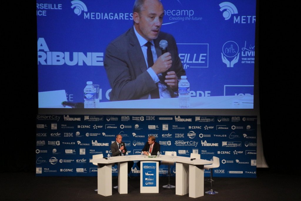 Stéphane Richard, le PDG d'Orange, évoque Smartseille, le projet d'Eiffage comme laboratoire français de la domotique (Photo Philippe Maillé)