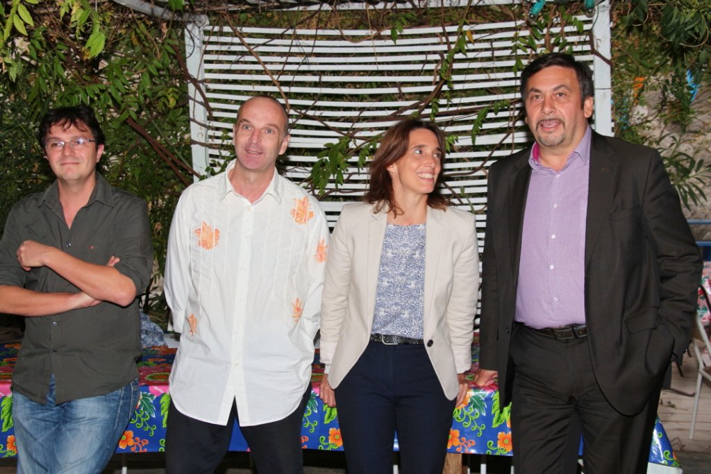 Sophie Camard EELV, Jean-Marc Coppola, PCF, Frédéric Blanchard, Parti de Gauche et Jean-Philippe Izquierdo, Ensemble présentent "Pour une Région-Coopérative, Sociale, Écologiste et Citoyenne" (Photo Philippe Maillé)