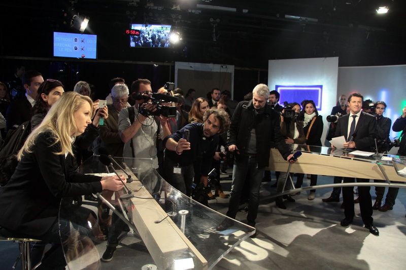 Débat Marion Maréchal-Le Pen (FN)-Christian Estrosi (LR) sur le plateau de France 3 (Photo Robert Poulain)