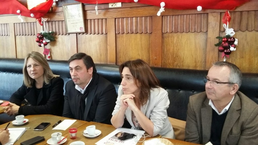 Nathalie Lefebvre (PCF), Jean-Marc Coppola (PCF), Sophie Camard (EELV), Jean-Yves Petit (EELV) (Photo P.M.-C.)