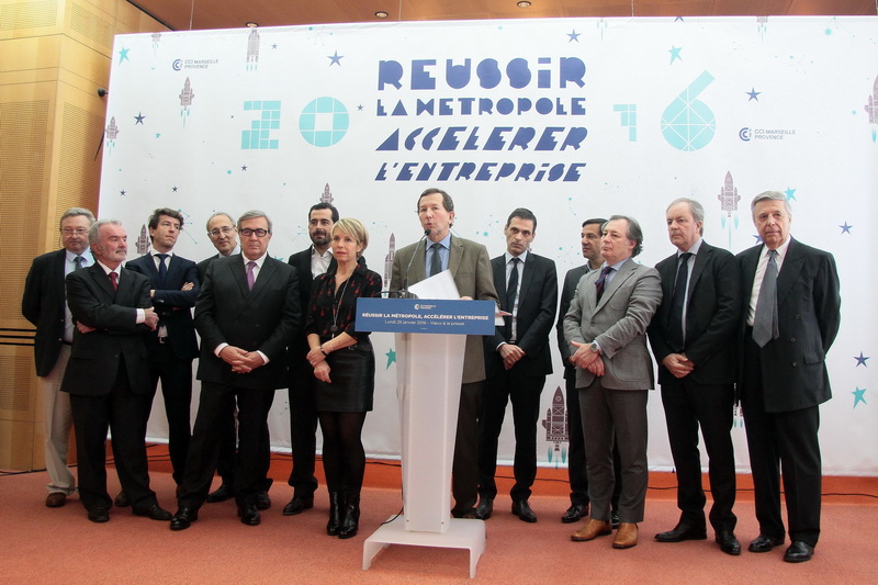 La CCI Marseille-Provence a décidé d'innover pour ses vœux à la presse, en invitant des poids lourds et des personnages emblématiques de l'économie du territoire (Photo Robert Poulain)