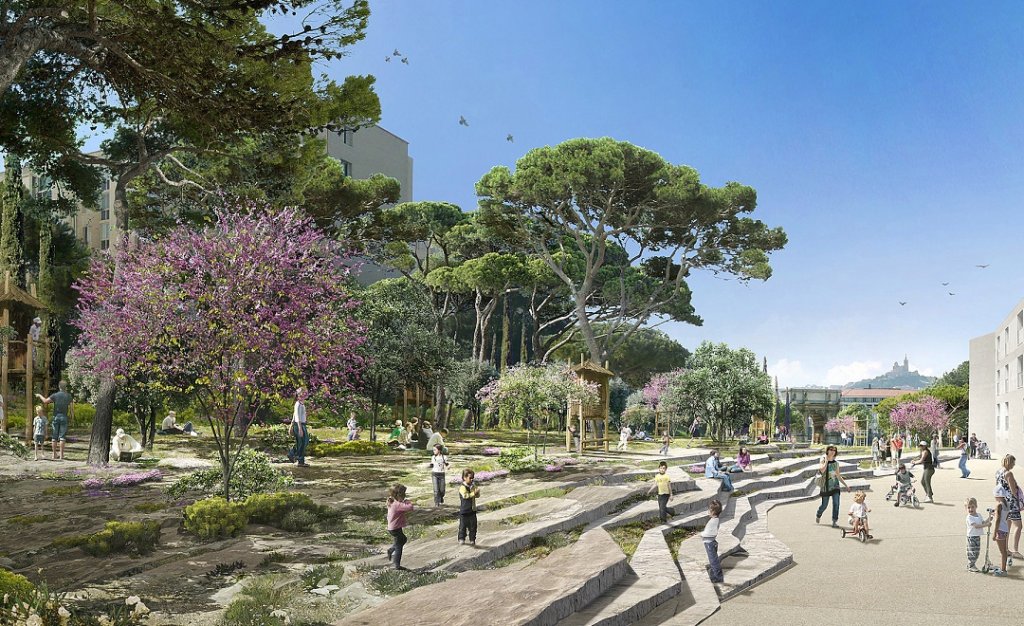 Saint-Charles / Porte d'aix un parc en entrée de ville (© atelier Alfred Peter Paysagiste -STOA)