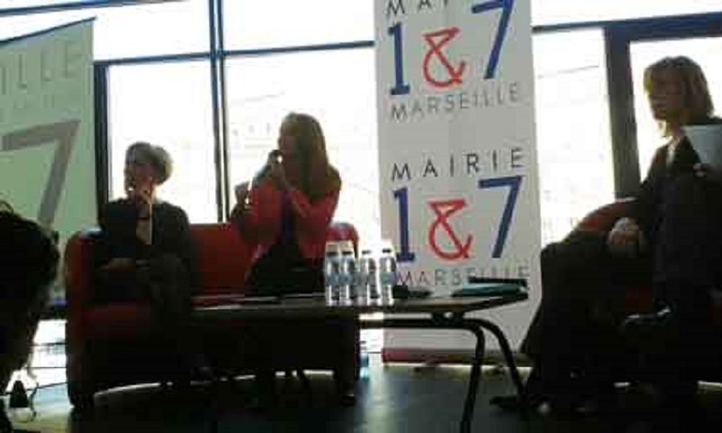 Présentation par sabine Bernasconi de "Notre Canebière" à l'Odéon de Marseille (Photo A.L.)