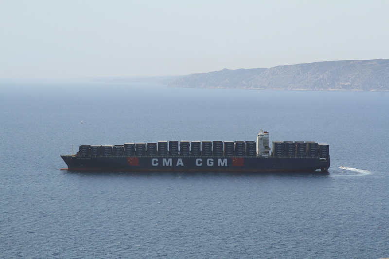 CMA CGM Benjamin Franklin est devenu en décembre dernier le plus grand navire n'ayant jamais fait escale aux États-Unis (Photo Robert Poulain)