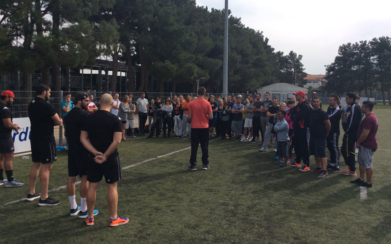 Les collaborateurs de Décathlon Bouc-Bel-Air lors d'un séminaire à Provence Rugby (Photo D.R.)