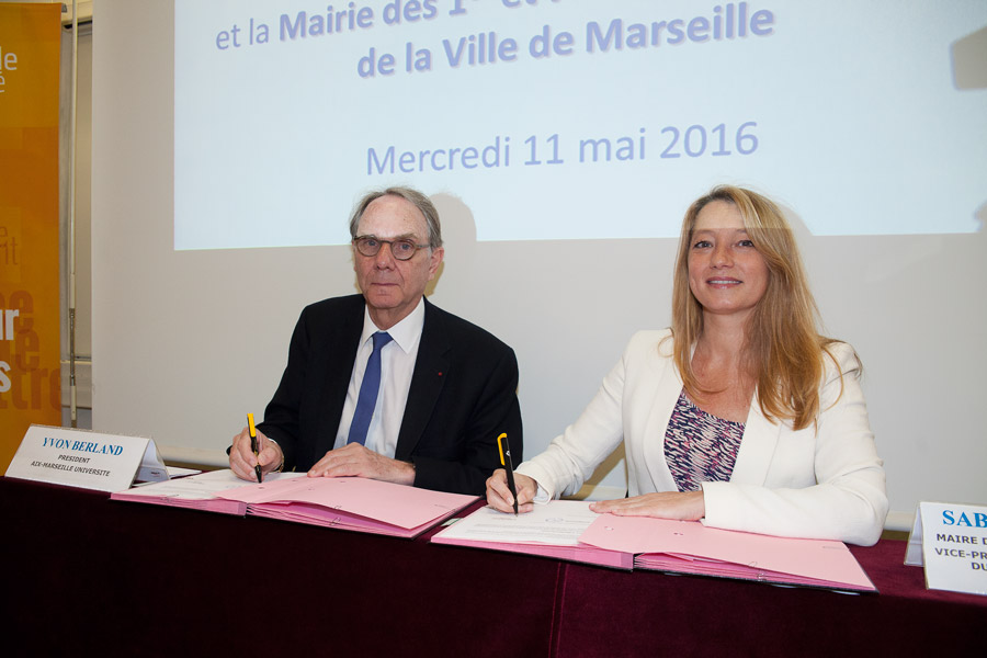 Convention de partenariat signée entre Yvon Berland et Sabine Bernasconi pour une redynamisation de la Canebière (Photo A.L.)