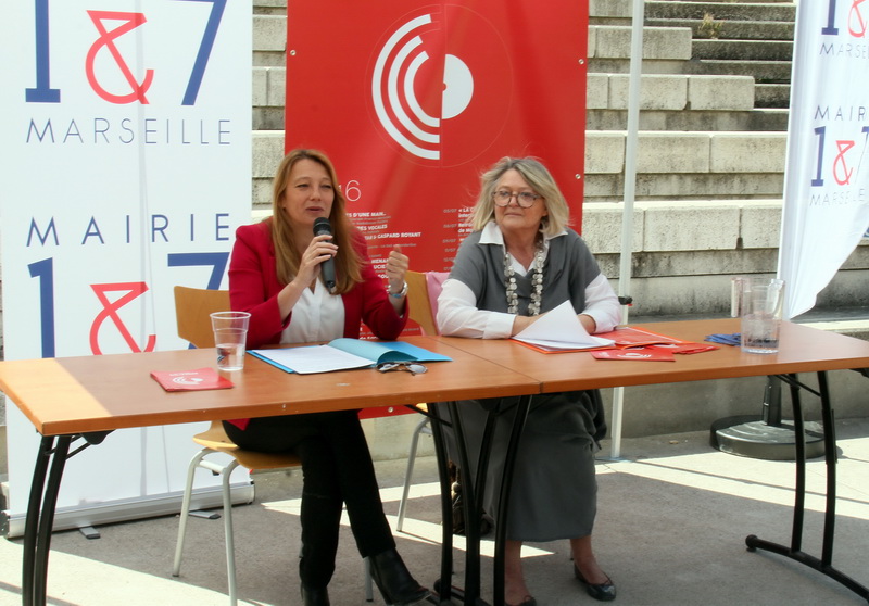 La maire des 1/7 Sabine Bernasconi lors de la présentation de la saison 2016 au sein du Théâtre Silvain (Photo Robert Poulain)