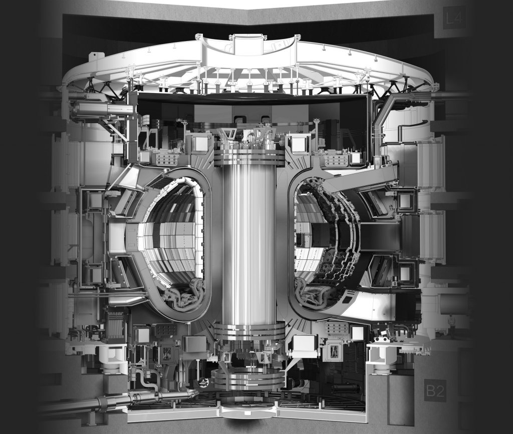 Le Tokamak ITER est une machine expérimentale conçue pour démontrer la faisabilité scientifique et technique de l'énergie de fusion. ITER sera la plus grande installation de ce type au monde, avec un grand rayon de plasma de 6,2 m et un volume de plasma de 840 m³ (Photo Iter.org)