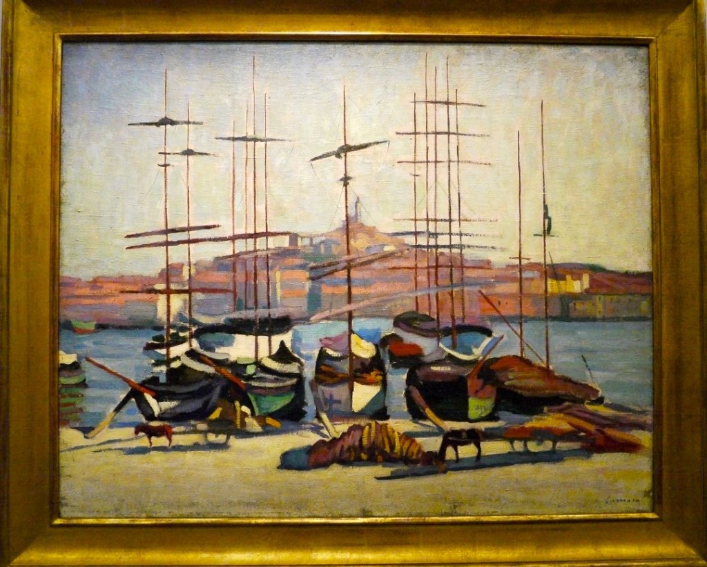 L’une des toiles de Charles Camoin représentant le Vieux Port de Marseille et où l’influence de Cézanne est indéniable. (Photo M.E.)