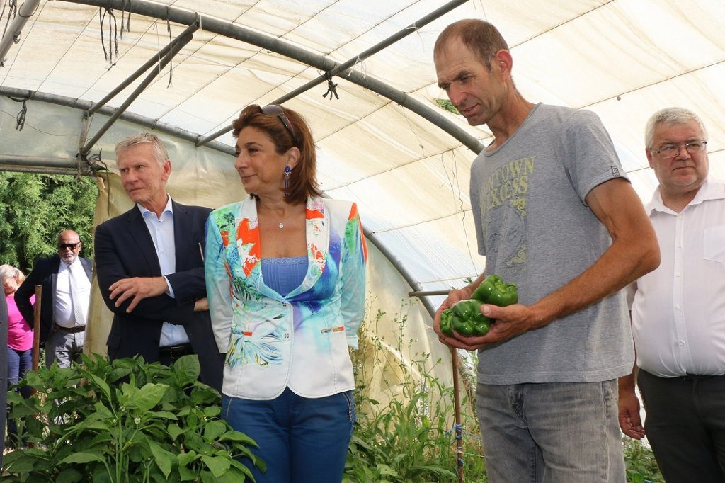 Martine Vassal s'est rendue dans une exploitation maraicchère de Meyreuil (Photo C.Rombi)