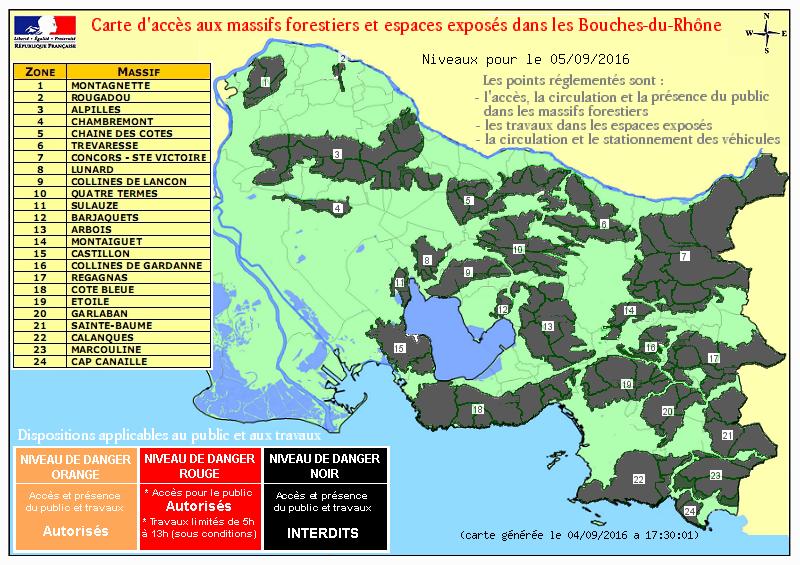 La totalité des massifs des Bouches-du-Rhône est fermée au public en raison des risques très élevés d'incendie