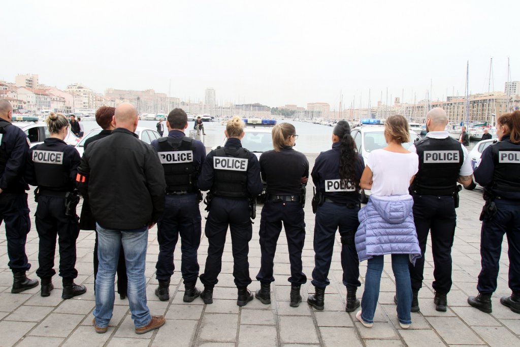 Policiers en colère à Marseille (Photo Robert Poulain)