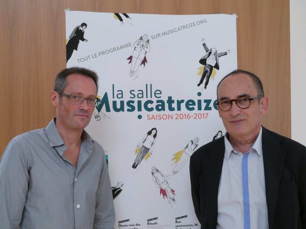 Jean-Marc Aymes et Roland Hayrabedian ont présenté de concert la programmation 2016/2017 de la salle Musicatreize (Photo M.E.)