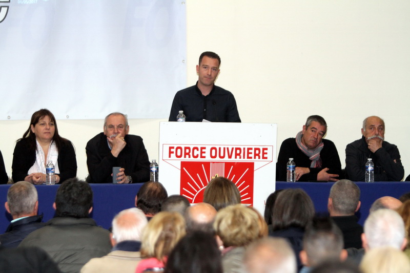 Franck Bergamini, le secrétaire général de l'UD FO 13 a pris la parole lors du traditionnel meeting du 1er mai (Photo Robert Poulain)