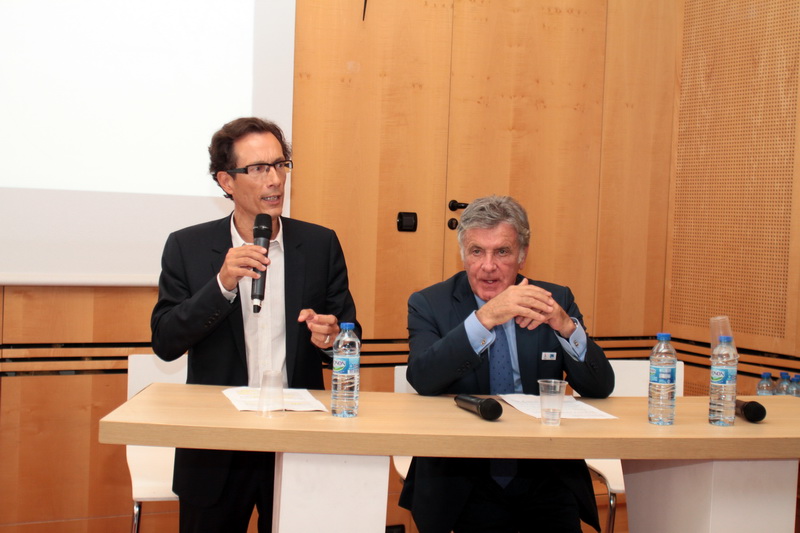 Jean-Daniel Beurnier, vice-président de la CCIMP et Jean Roatta en charge de la candidature JO 2024 pour la ville de Marseille (Photo Robert Poulain)