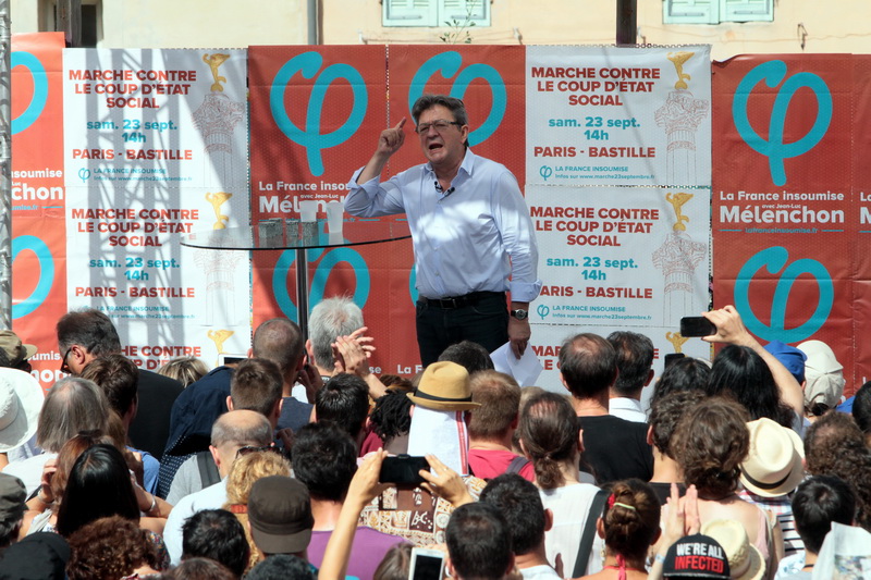 Jean-Luc Mélenchon mobilise ses troupes pour la marche du 23 septembre "contre le coup d’État social" (Photo Robert Poulain)