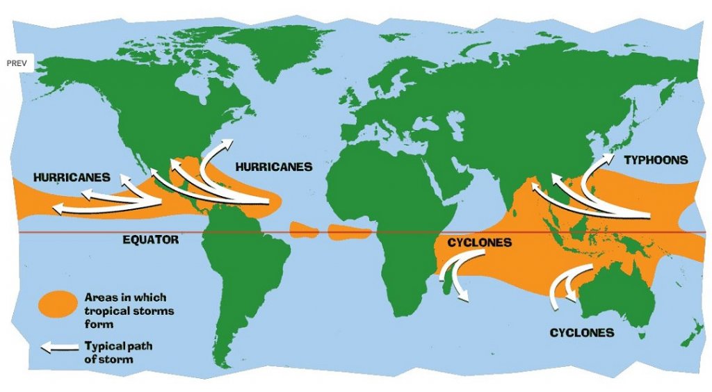 Chaque région du globe à sa tempête qui se décline en Ouragan, Cyclone, Typhon (© NASA)