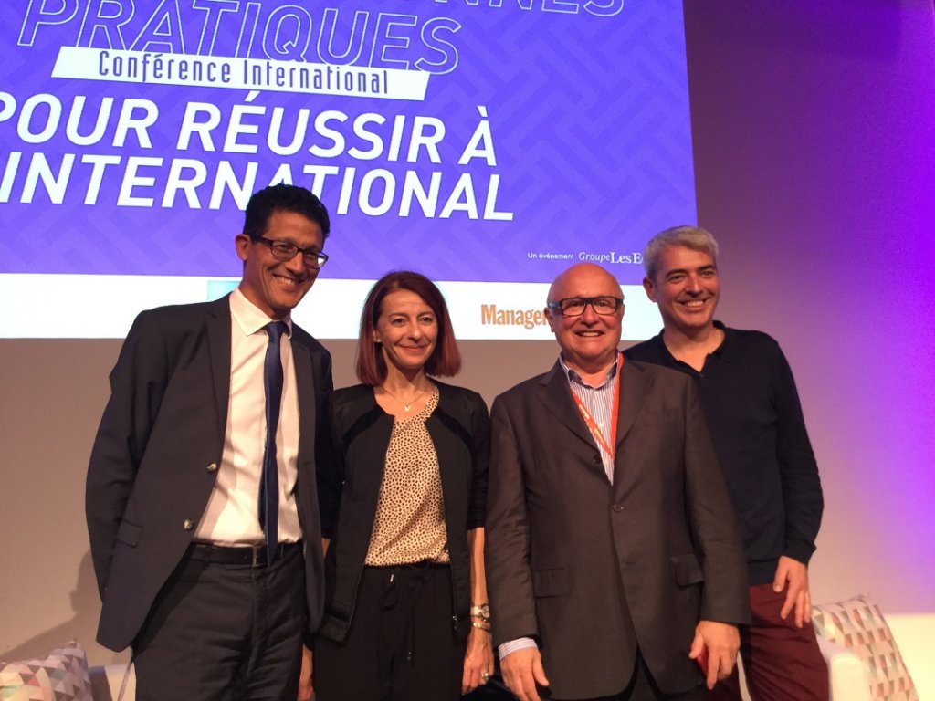 Zacharia Fahim, président de "Hub Africa", Stéphanie Tosi,directrice Générale de Carré d'Artistes, Gérard Canavèse, PDG du Groupe Canavese Stéphanie Tosi sont intervenus sur l'international (Photo Walter Luiner)