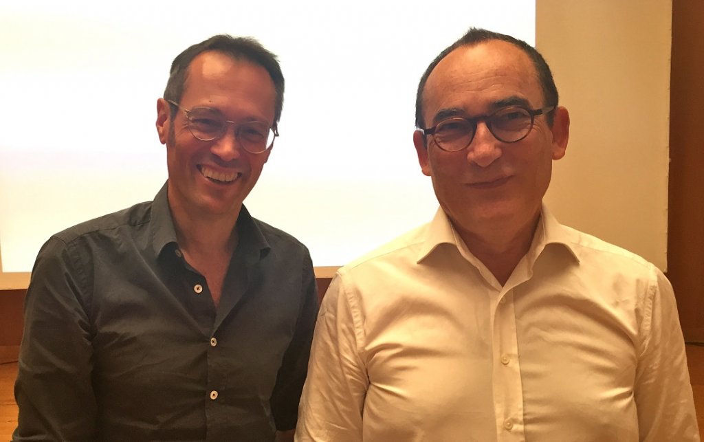 Jean-Marc Aymes et Roland Hayrabedian ont présenté la saison de la salle Musicatreize il y a quelques jours à Marseille (Photo M.E)