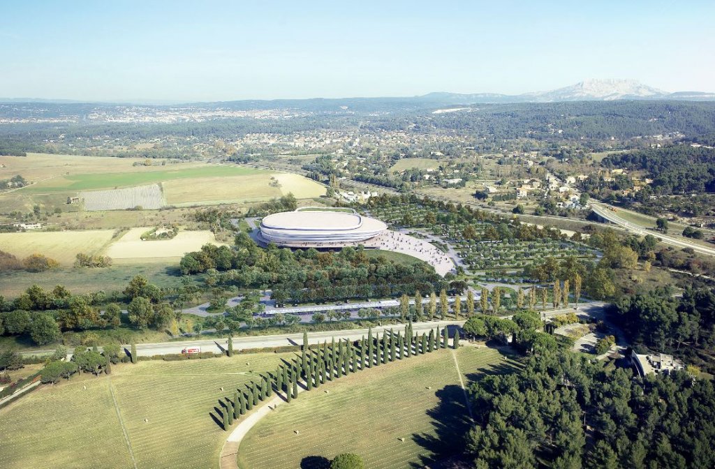 L'arena Imaginée par l'architecte marseillais Gulizzi qui a déjà réalisé le complexe sportif Zinedine Zidane ou encore la confiserie-musée du Roy René est implantée sur le domaine des Trois-Pigeons, à Luynes (Photo D.R.)