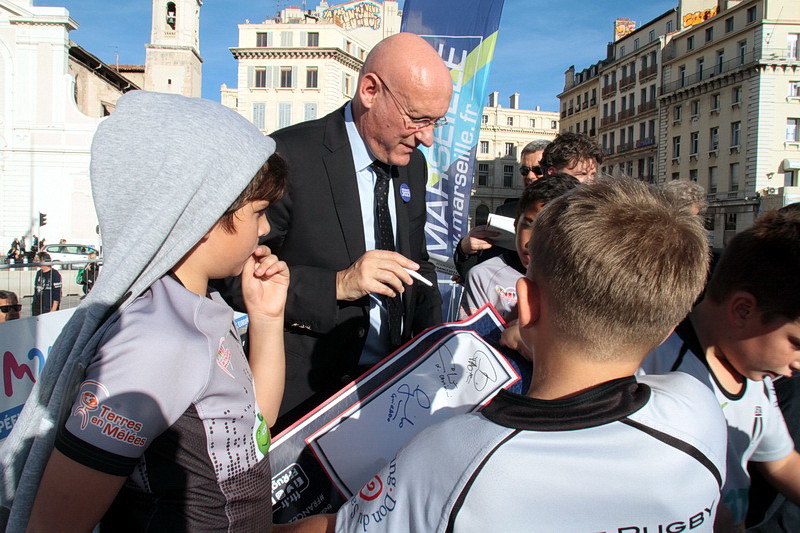 Bernard Laporte lors de sa venue à Marseille pour présenter le dossier France#2023 (Photo Robert Poulain)