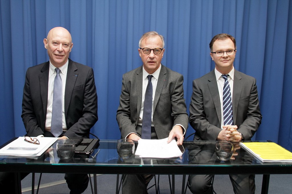 Philippe Bernand, Jean-Paul Ourliac, Julien Boullay ont présenté le bilan 2017 de l'aéroport Marseille-Provence (Photo Robert Poulain)