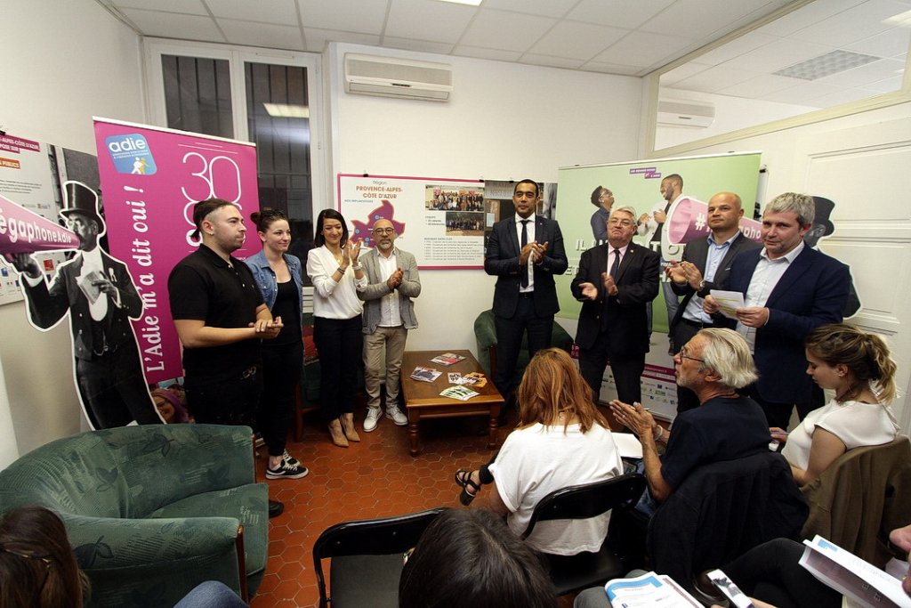 L'adie par la voix de Sébastien Chaze a présenté Mégaphone en présence de Sabrina Roubache, Fabrice Alimi, Said Ahamada, Philippe Vittel, Lionel Canesi (Photo Robert Poulain)