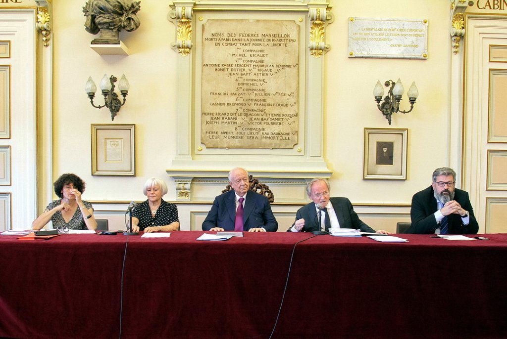 C'est au cours d'une conférence de presse que le maire de marseille, Jean-Claude Gaudin a présenté les dispositifs de la rentrée scolaire 2018/2019 (Photo Robert Poulain)