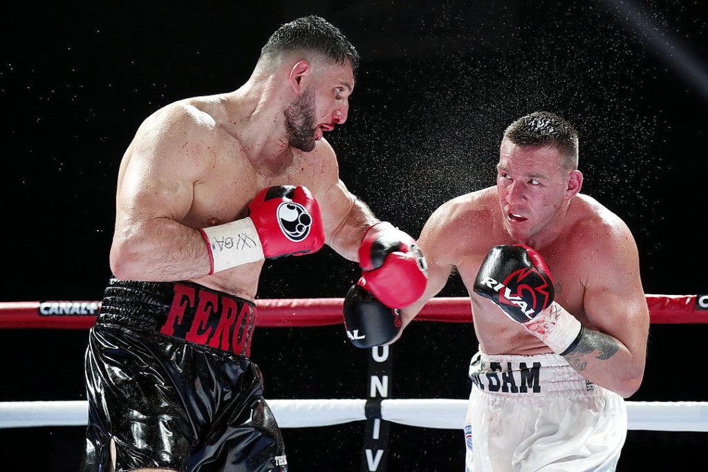 Le Français Arsen Goulamirian face à l’Australien Mark Flanagan (Photo Robert Poulain)