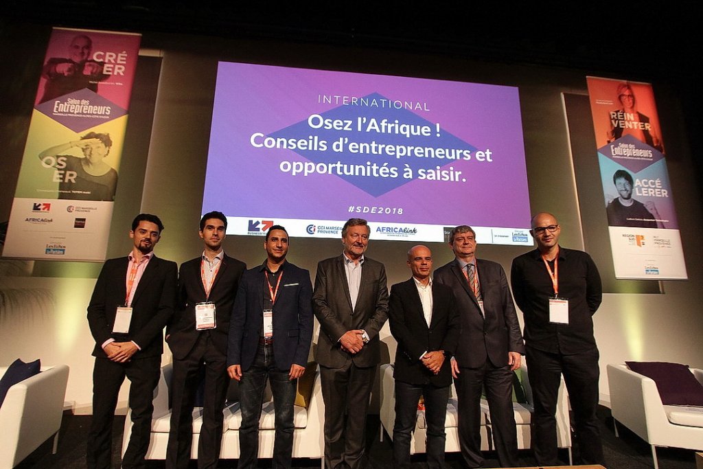 Trois jeunes dirigeants, Rémi Filasto, Maximilian Bock et Anass El Hilal, ainsi que trois personnalités institutionnelles, Yves Delafon, Laurent Collin et Bertrand de la Forest Divonne ont distillé leurs conseils lors du Salon des entrepreneurs pour oser l'export vers l'Afrique (Photo Robert Poulain)