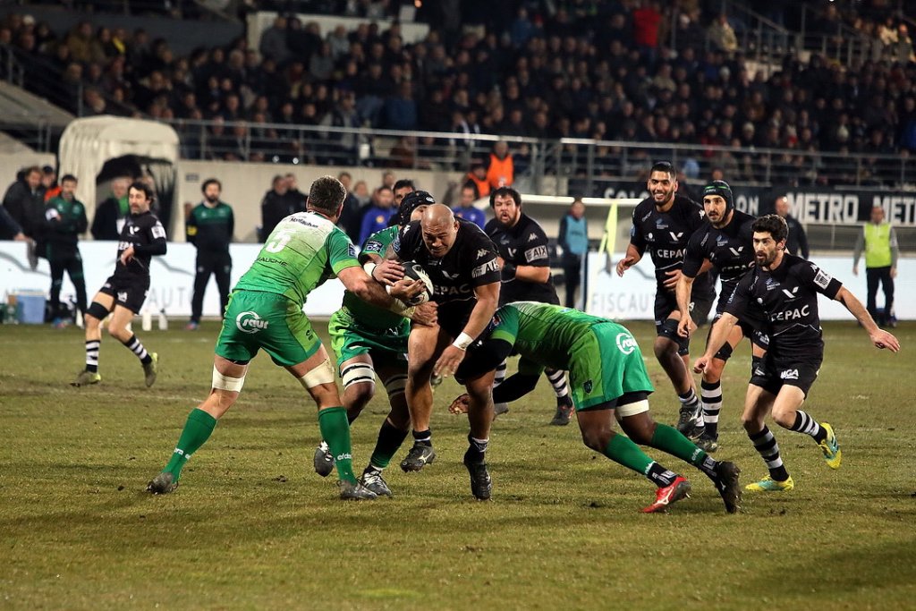 Les noirs d’attaque, ici Taumalolo contre Montauban, espèrent renouveler une bonne performance et continuer sur leur lancée face à Biarritz. (Photo Robert Poulain)