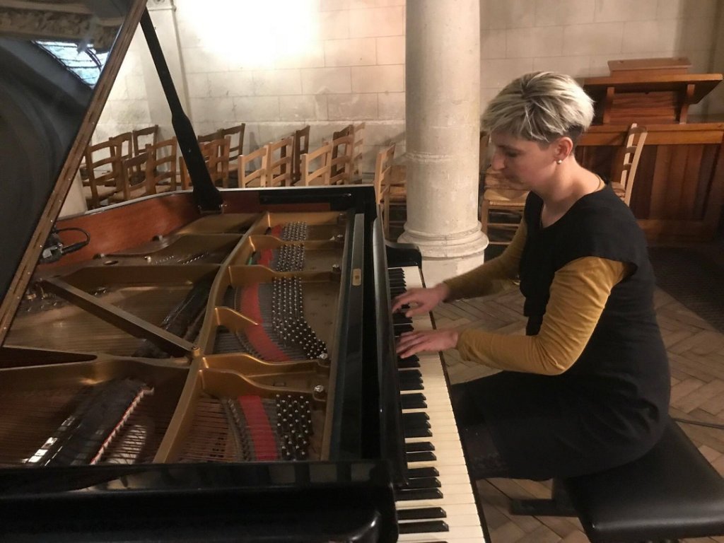 Amandine Habib en plein enregistrement (Photo D.R.)