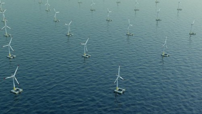 Champ d'éoliennes (Image de synthèse ideol-offshore.com/fr)